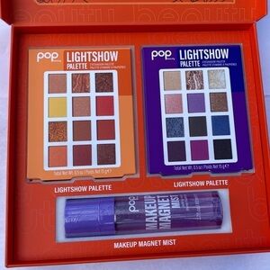 Pop Beauty Gift Set includes 2 shadow Light show pallets and Makeup Magnet Mist